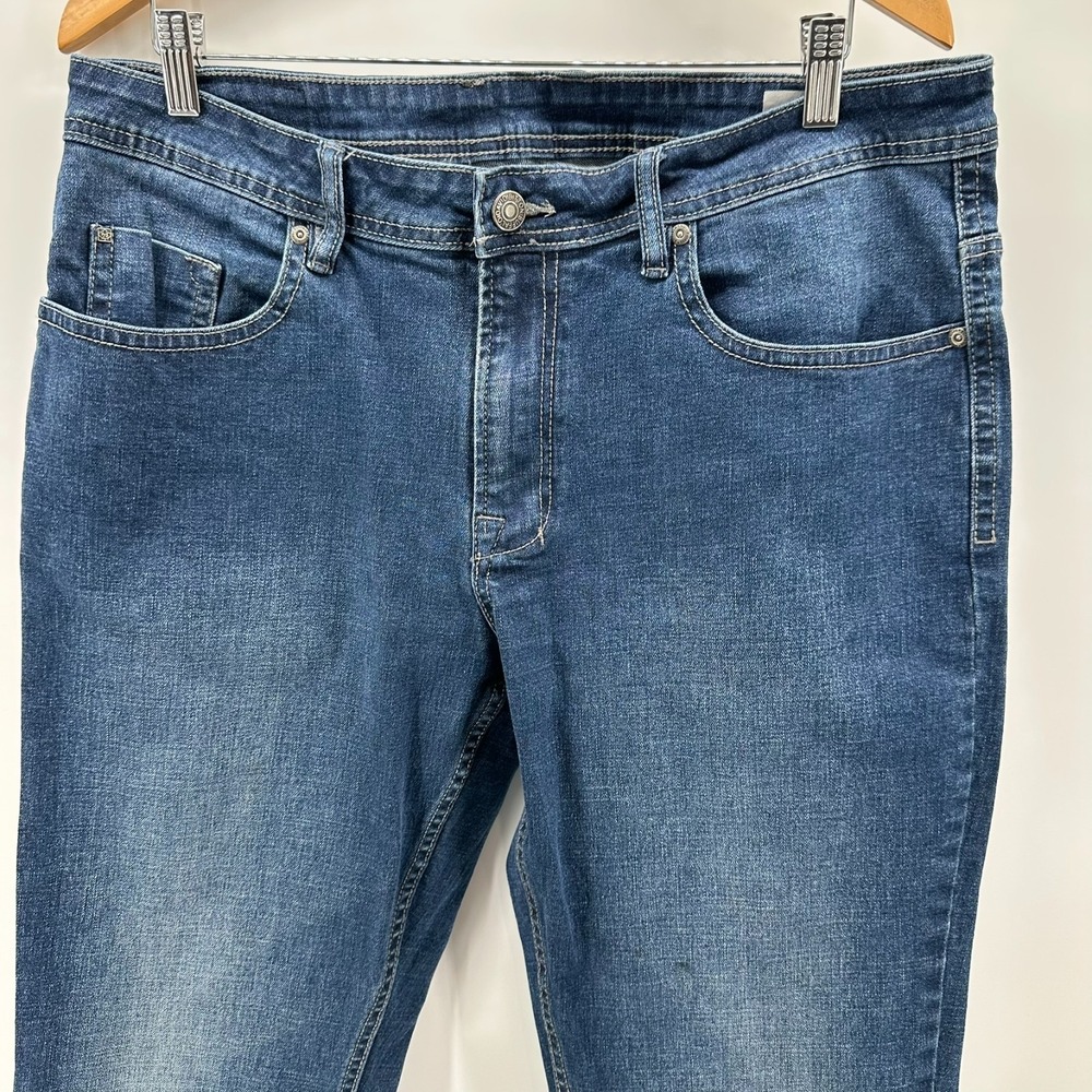 Buffalo David Bitton Jackson-X Straight Jeans Mens 36x32 Blue Denim Stretch Logo